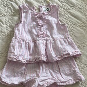 Pink, blue and white Striped Kids Matching Set